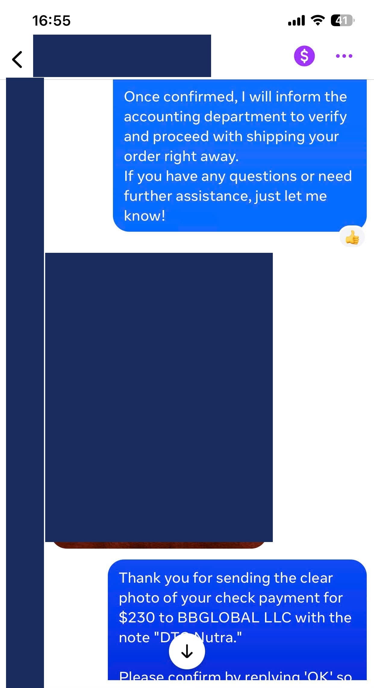 Payment confirmation 1