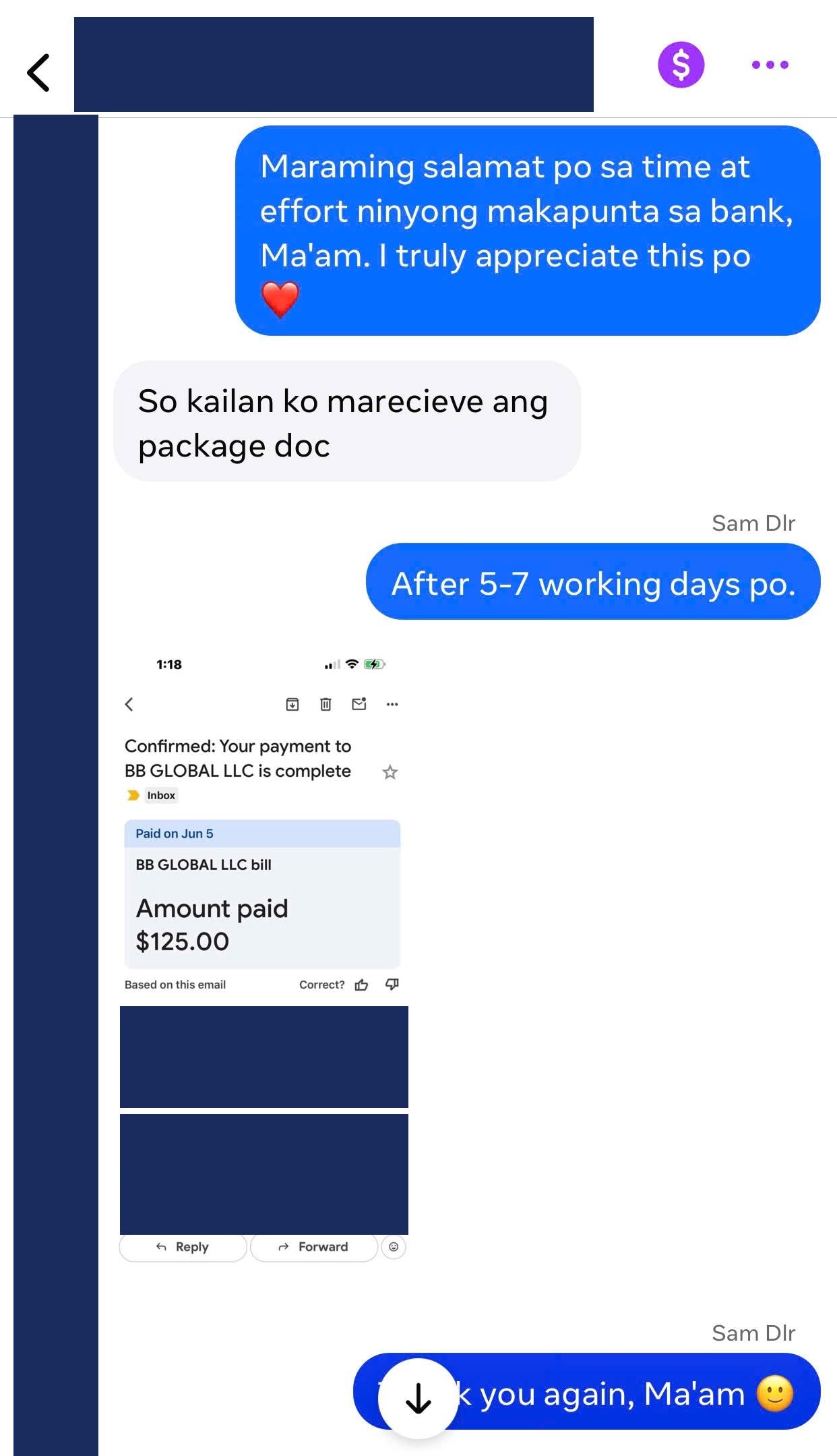 Payment confirmation 5