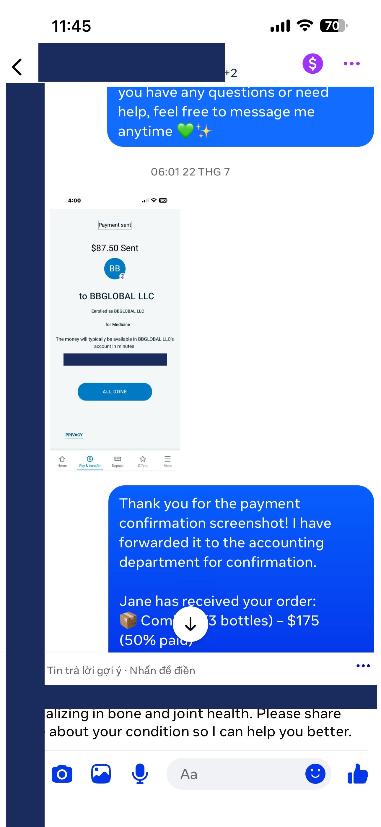 Payment confirmation 9